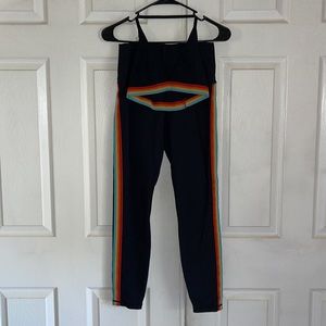 Spiritual Gangster Black With Rainbow Stripe Bra And Leggings